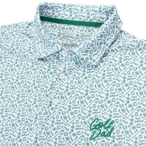 Barstool Sports Mens Medium Golf‎ Dad Cigars Flask All Over Print Polo Shirt